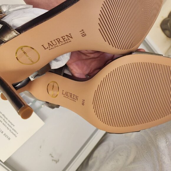 Ralph Lauren " Gwen" Metallic Nappa Leather Gold Heeled Sandals. NIB. Size 11 - Picture 9 of 13